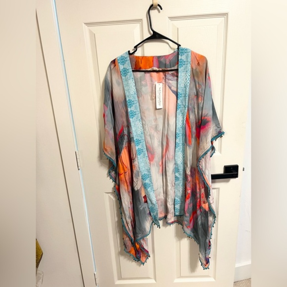 NWT Soft Surroundings isle of wright artsy colorful kimono size L/XL